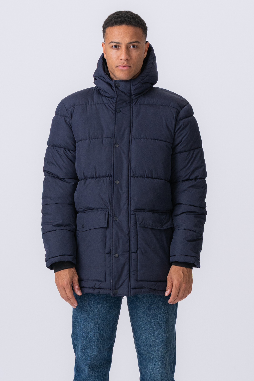 Long Puffer Jacket - Navy
