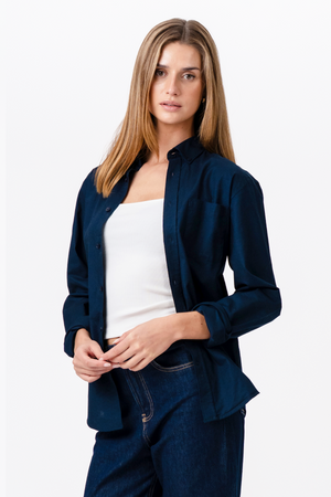 Boyfriend Oxford Shirt - Navy