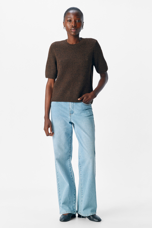 Aggia s/s pleteni pulover - brtva smeđa