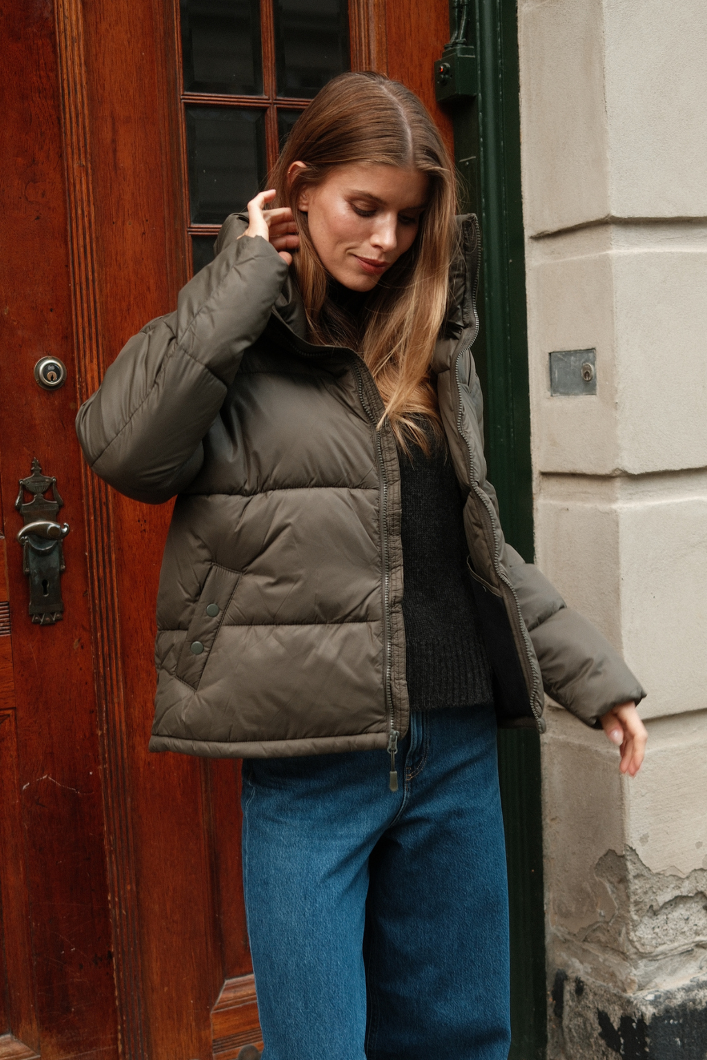 Short Puffer Jacket - Olive