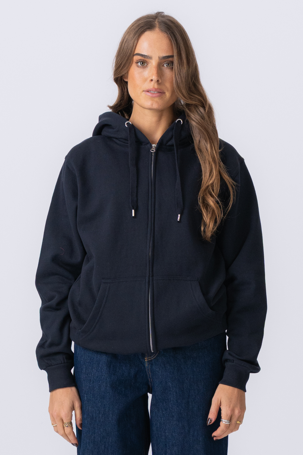 Basic Zip Hoodie - Dark Navy