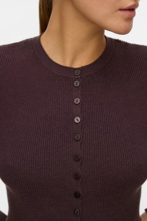 Cardigan Knit O -neck Ukino - Plum Seacláide