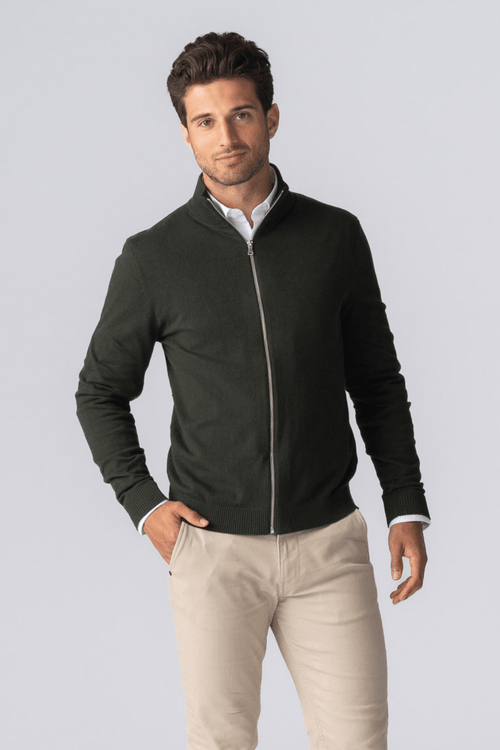 Pullover Zip Cardigan - Army