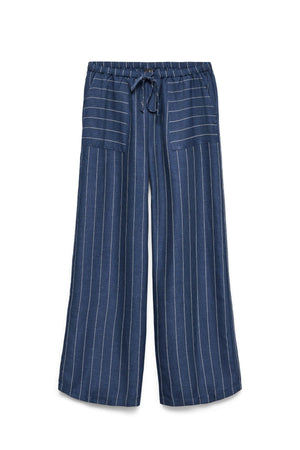 Odette WideTrousers -  Dark Denim / White