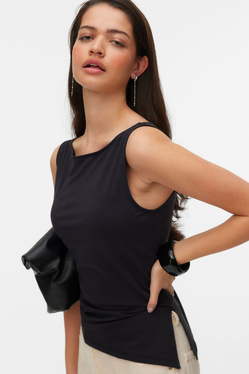 Kira Boat-Neck Top - Black