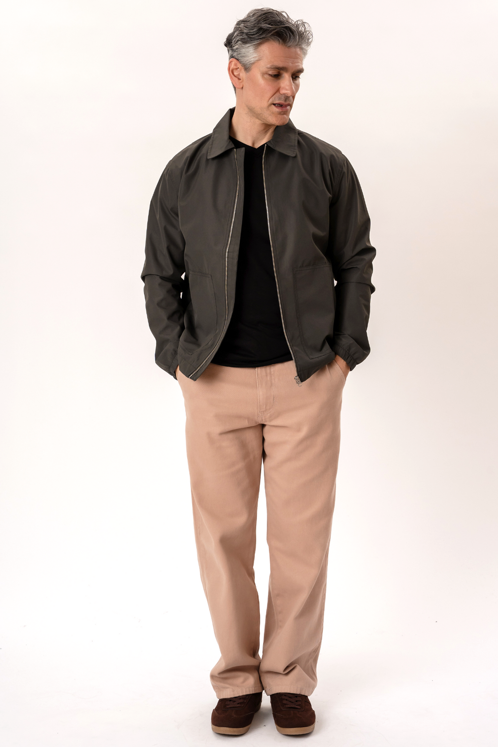 Kratka jakna s patentnim zatvaračem - tamno zelena