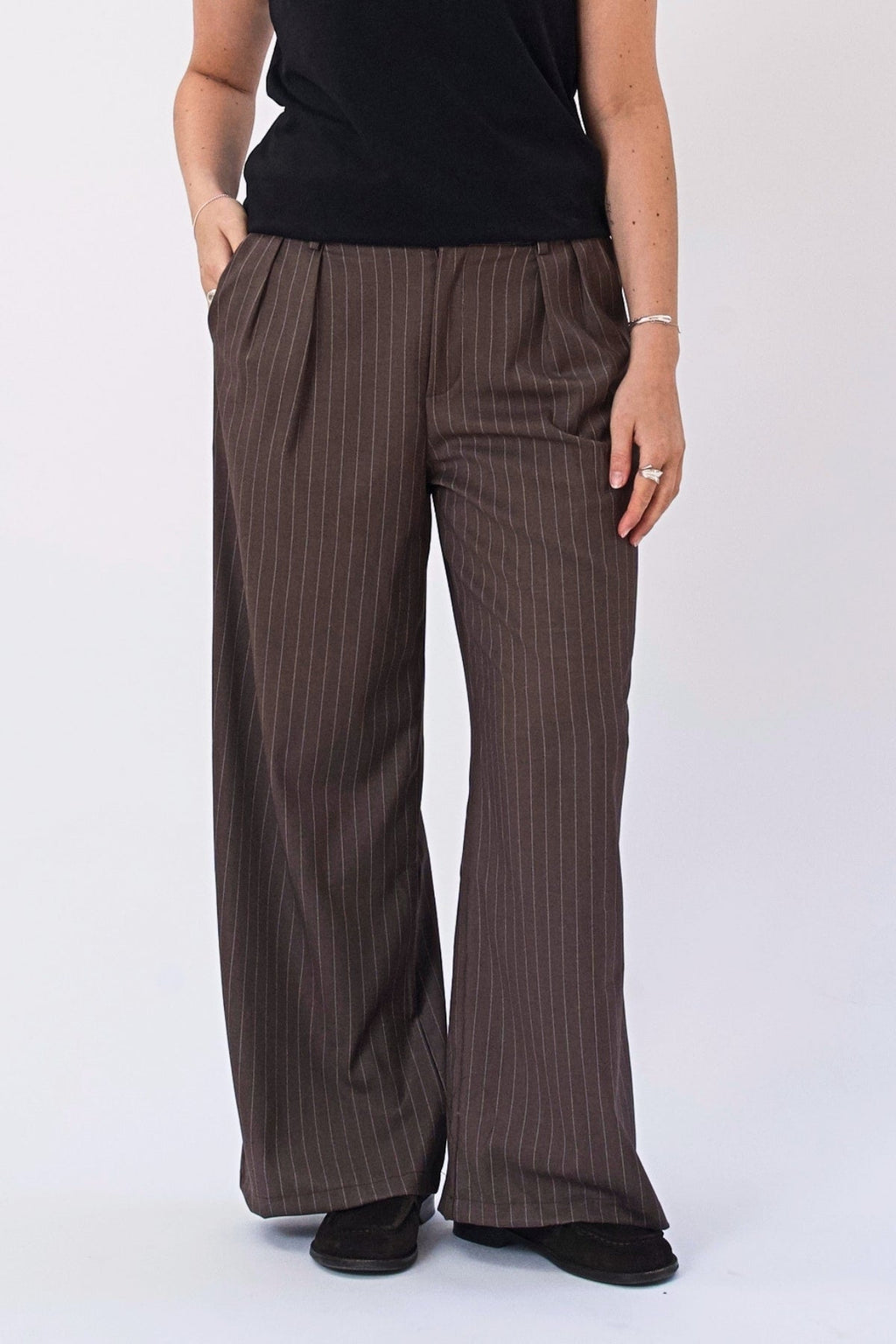 Paloma Pinstripe Pants - Tobacco
