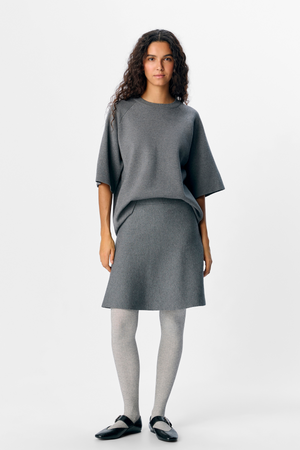 Reynard HW Short Knit Sukňa - stredne šedá melange