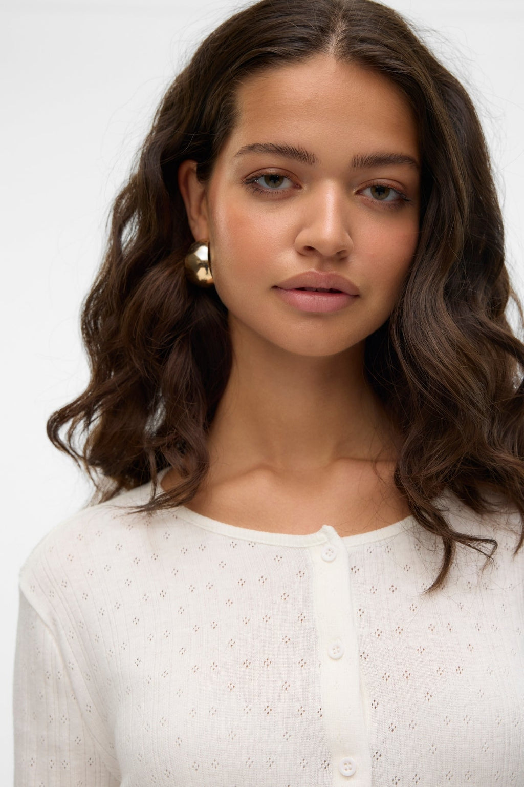 Isa O -Neck Cardigan - Snow White