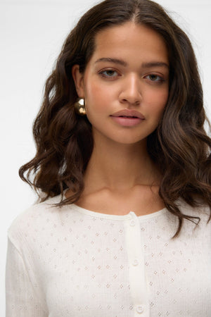 Isa O -Neck Cardigan - Snow White