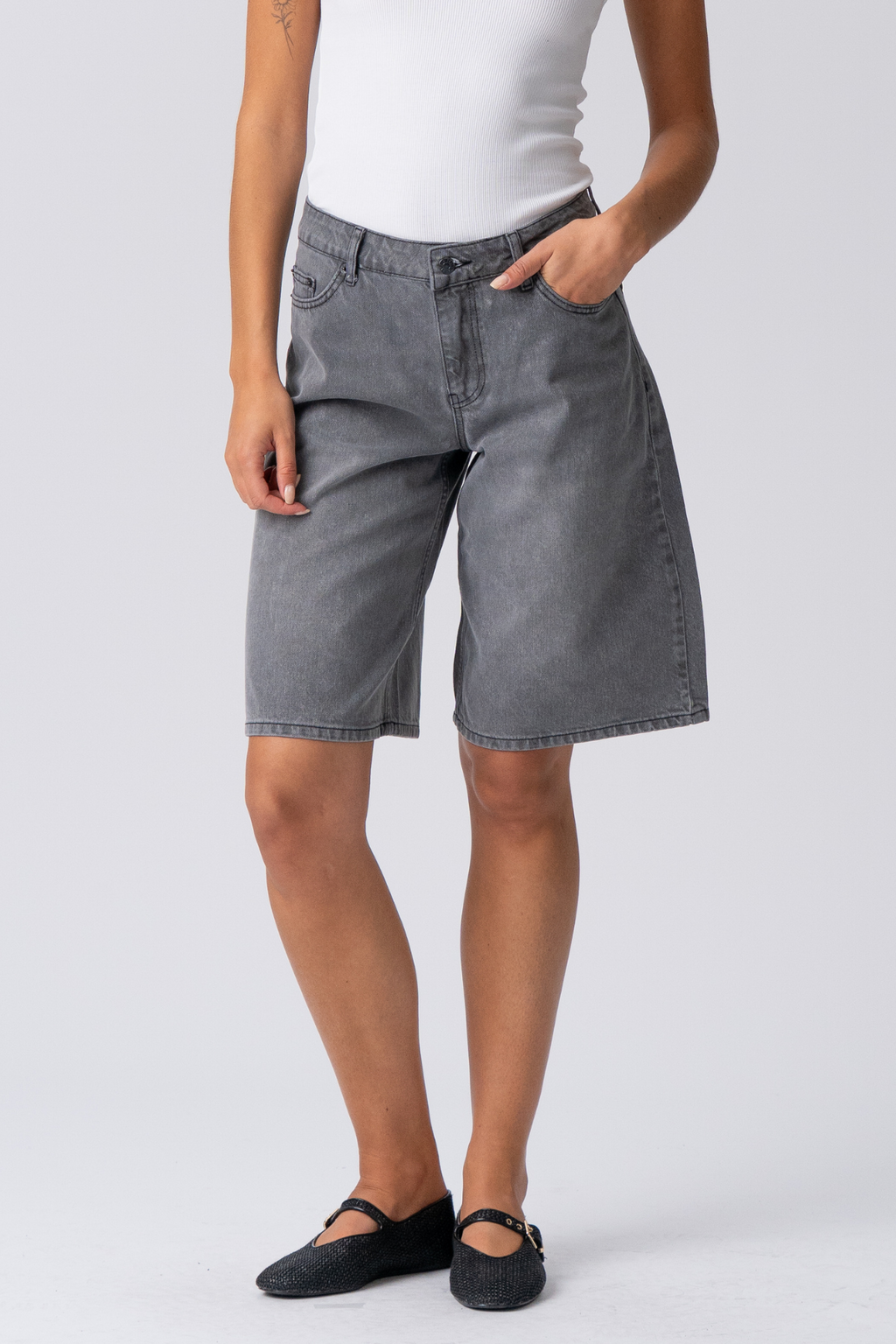 Denim Jorts - Grey Denim