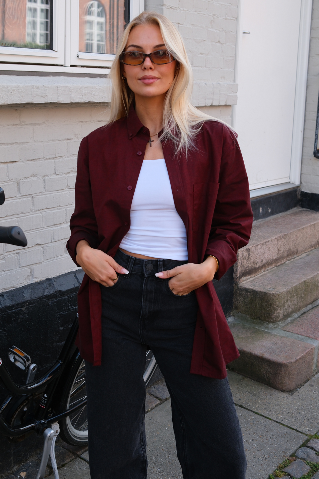 Boyfriend Oxford Shirt - Burgundy