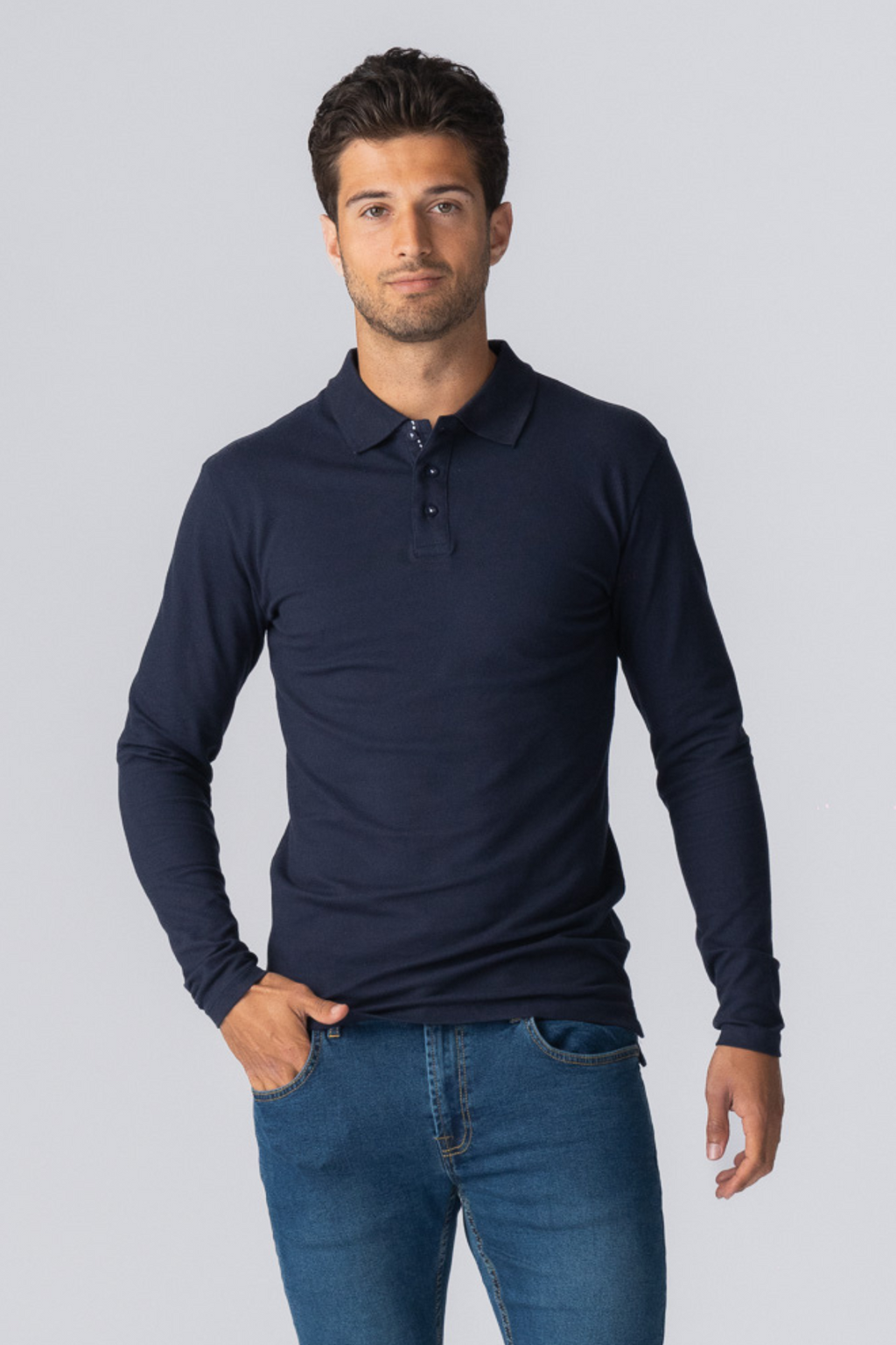 Muscle Léine polo muinchille fada - Navy