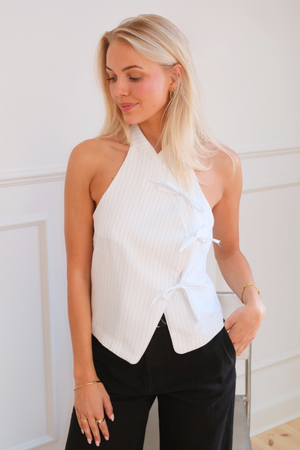 Silva Striped Top - White