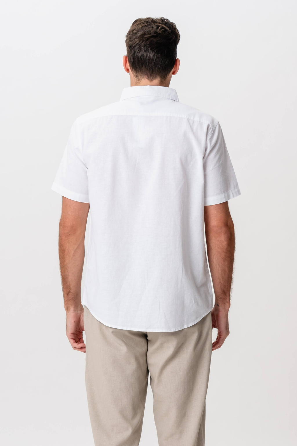 Short Sleeve Linen Shirt - White