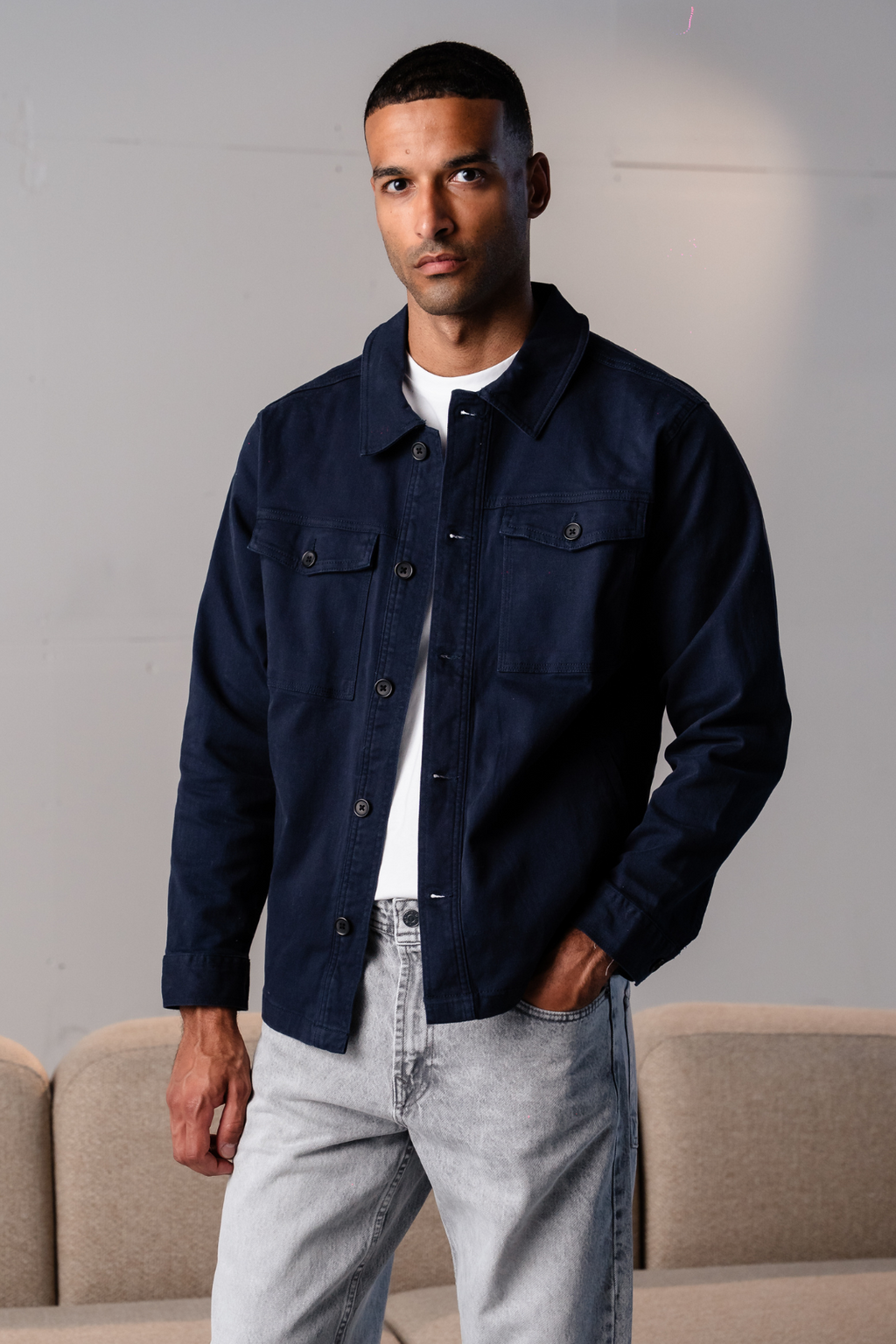 Twill Overshirt - Navy