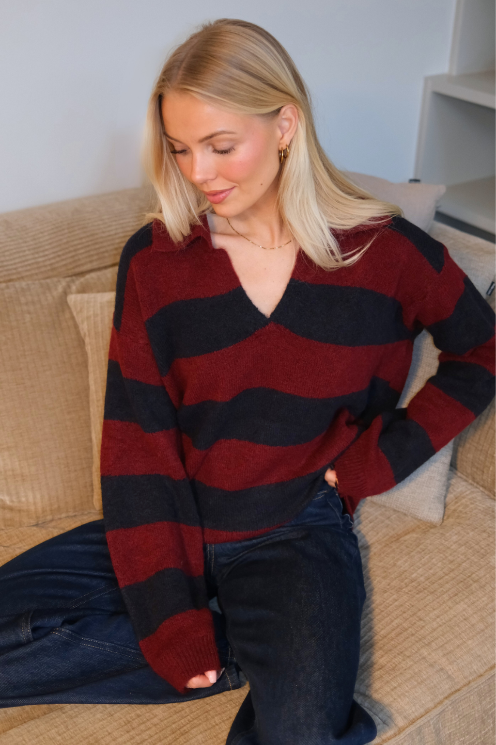 Nora Knit - Burgundy/Deep Blue