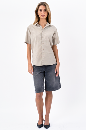 Short Sleeve Linen Shirt - Sand