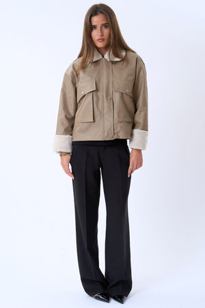 Jakna od umjetne kože - bež