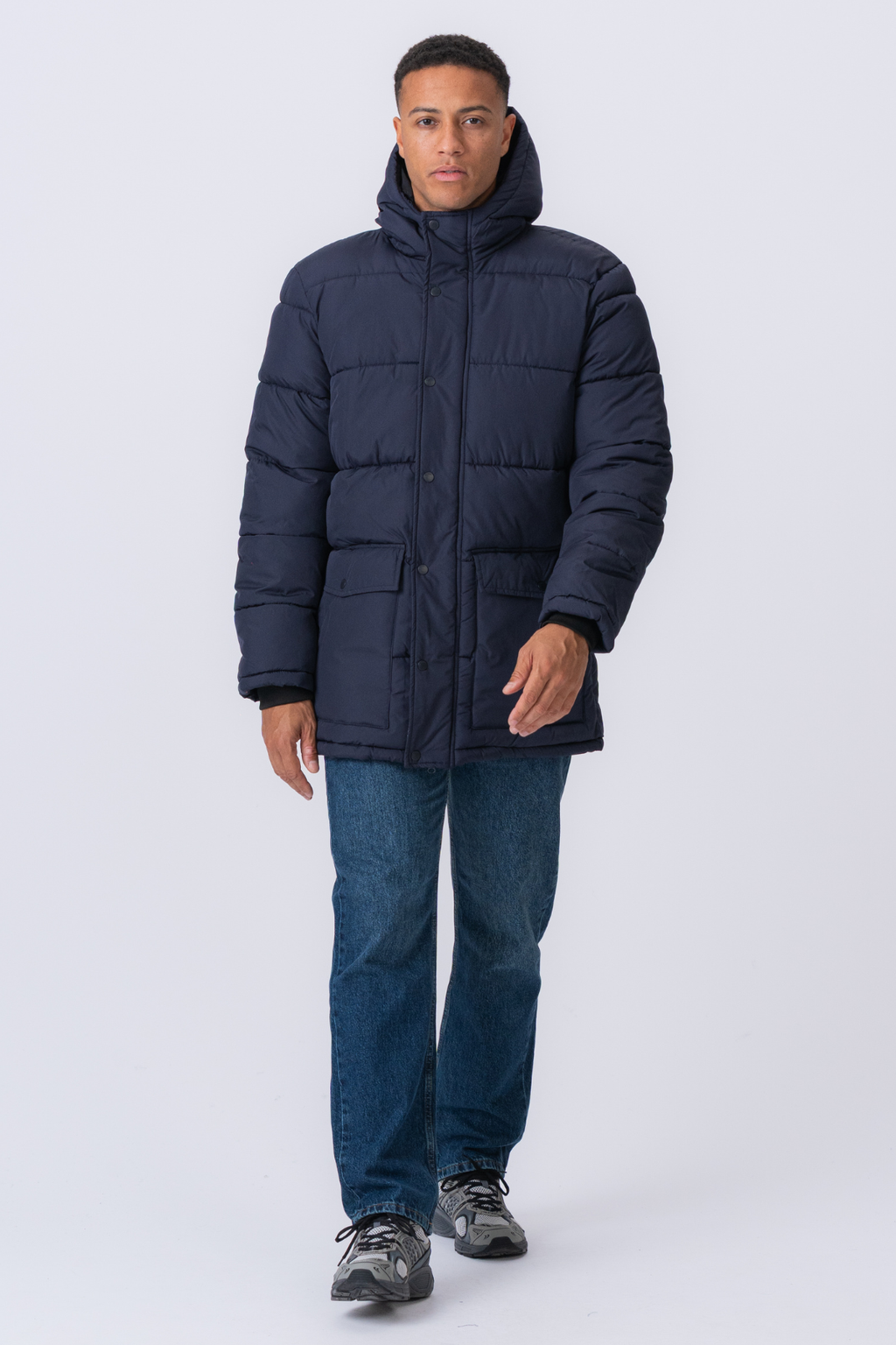 Long Puffer Jacket - Navy
