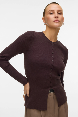 Cardigan Knit O -neck Ukino - Plum Seacláide