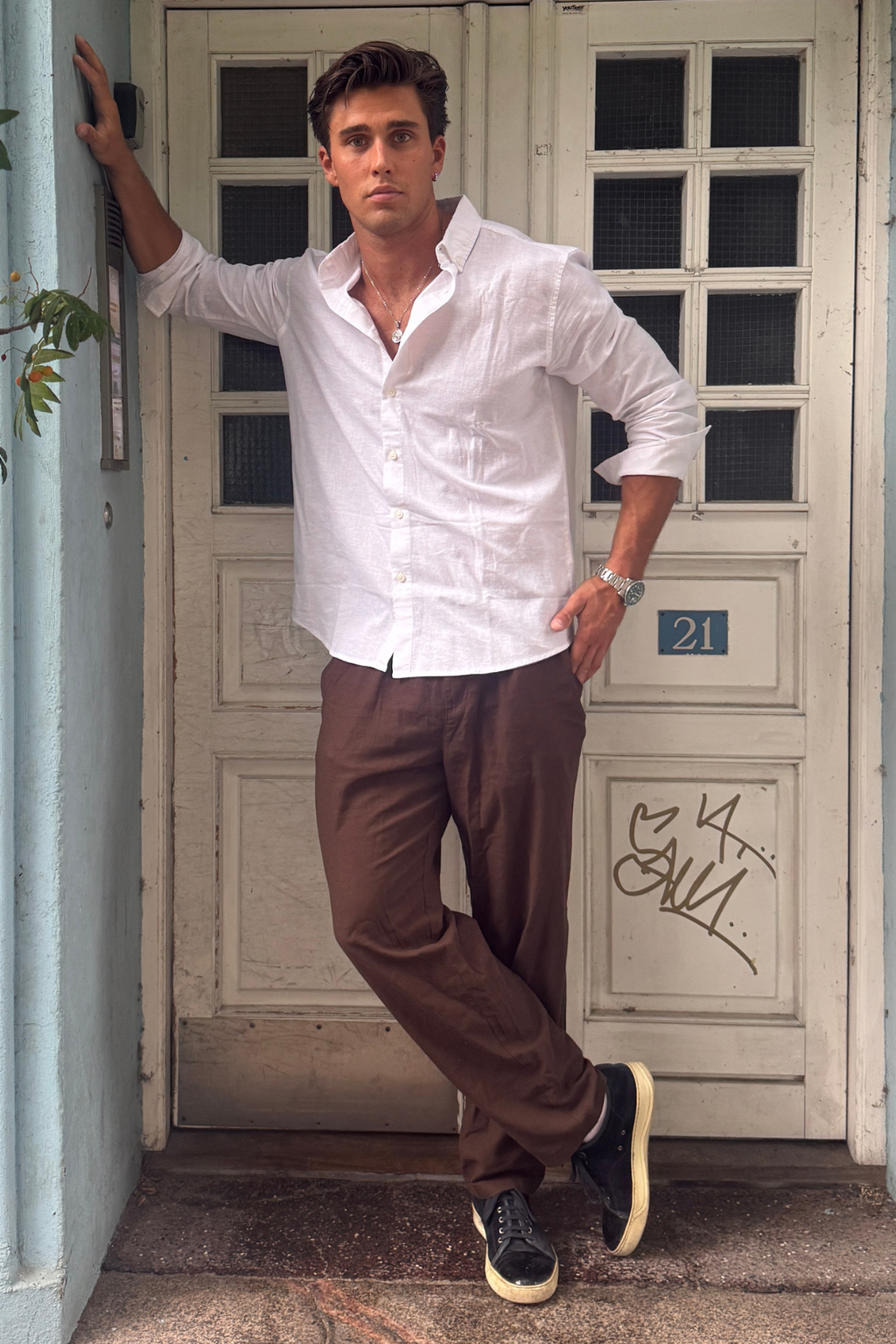 Léine línéadach - Bán