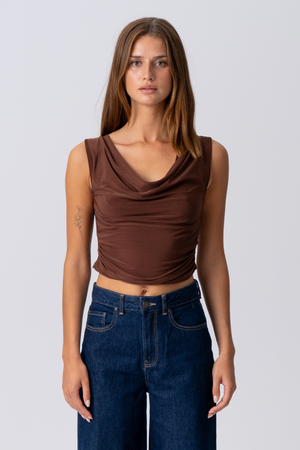 Elisa Waterfall Top - Brown