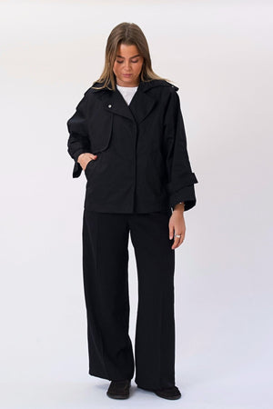 Elara Short Trenchcoat - Black