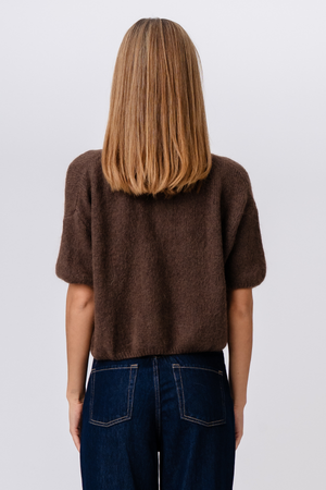 Mary Short Sleeved Knit - Brown