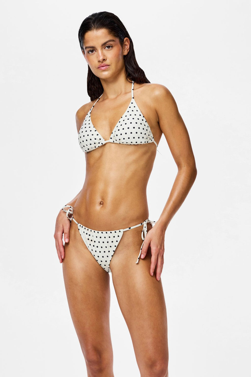 Baomi Bikini Tie Bottom - Egret-Black Dot