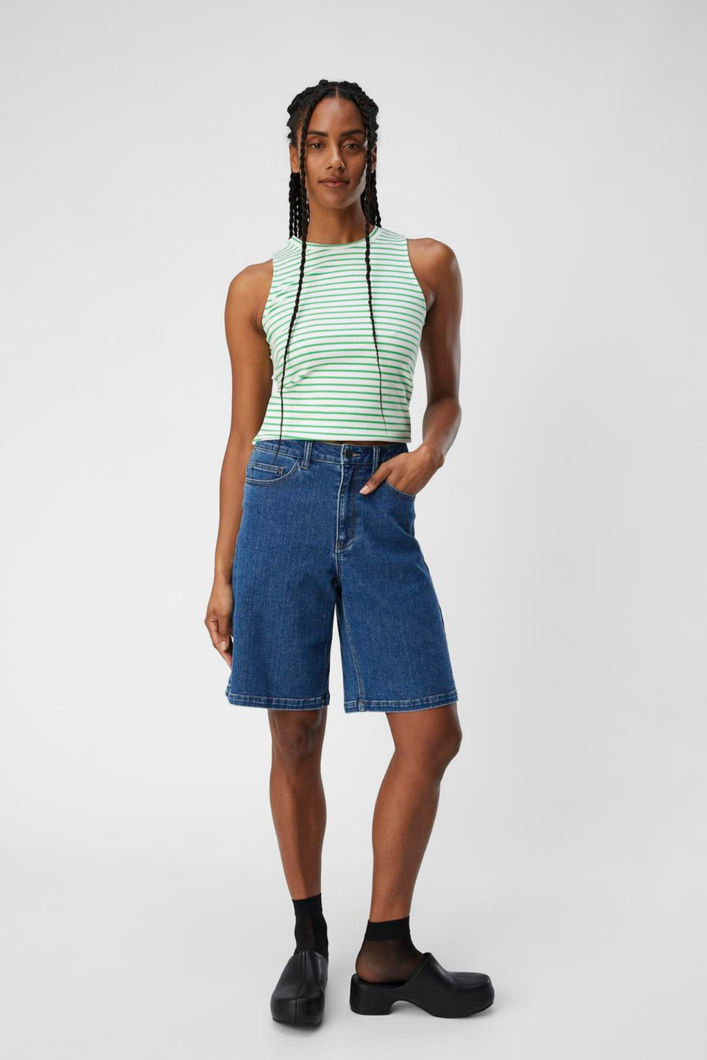 Džínsovina Carol Shorts - Stredne modrý denim