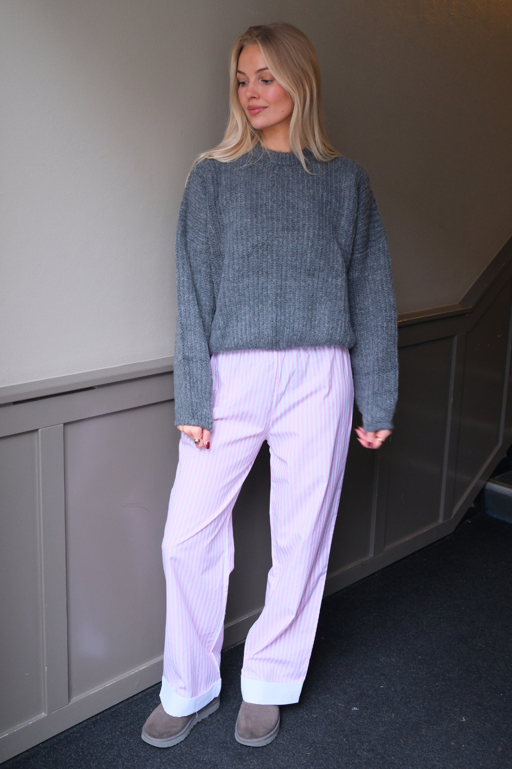 Layla stríocach Pants - Bándearg