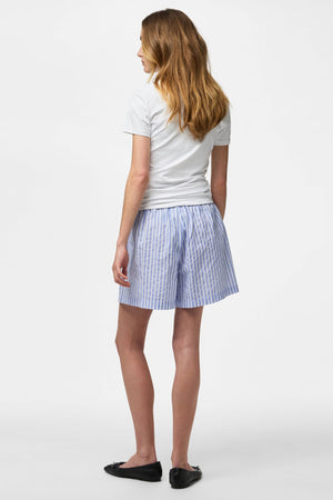 Olly High-Waisted Shorts - Hydrangea Stripes-Bright White
