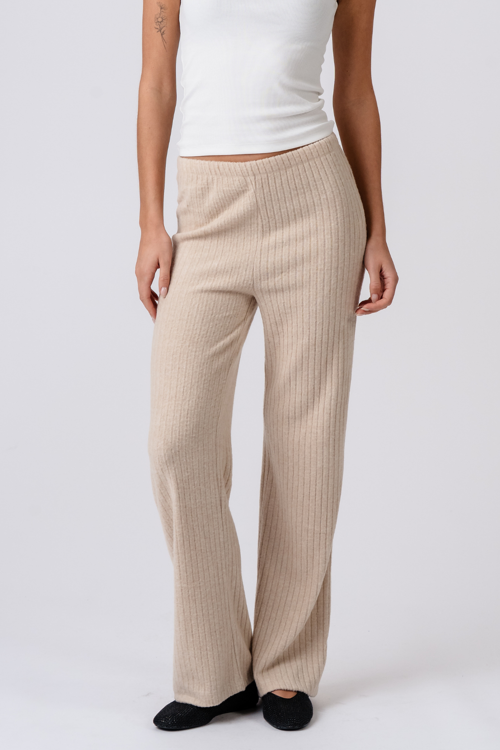 Ivy Knit Pants - Béžová