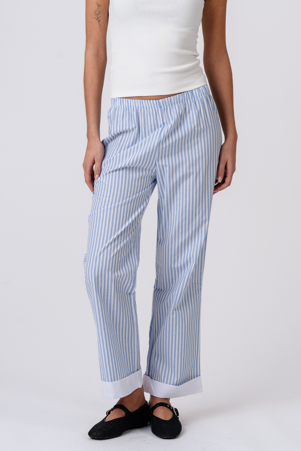 Layla stríocach Pants - Gorm éadrom