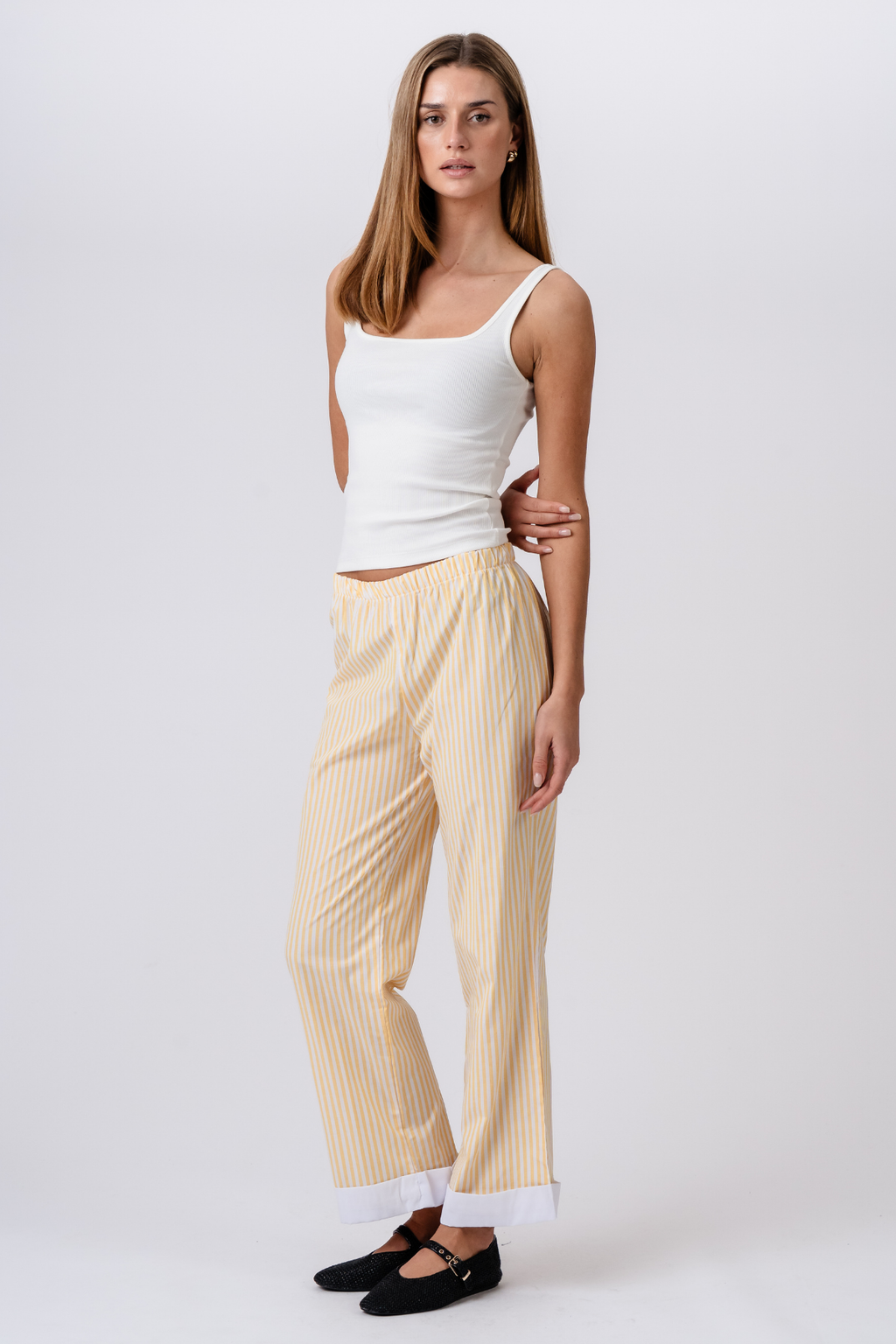 Layla stríocach Pants - Buí