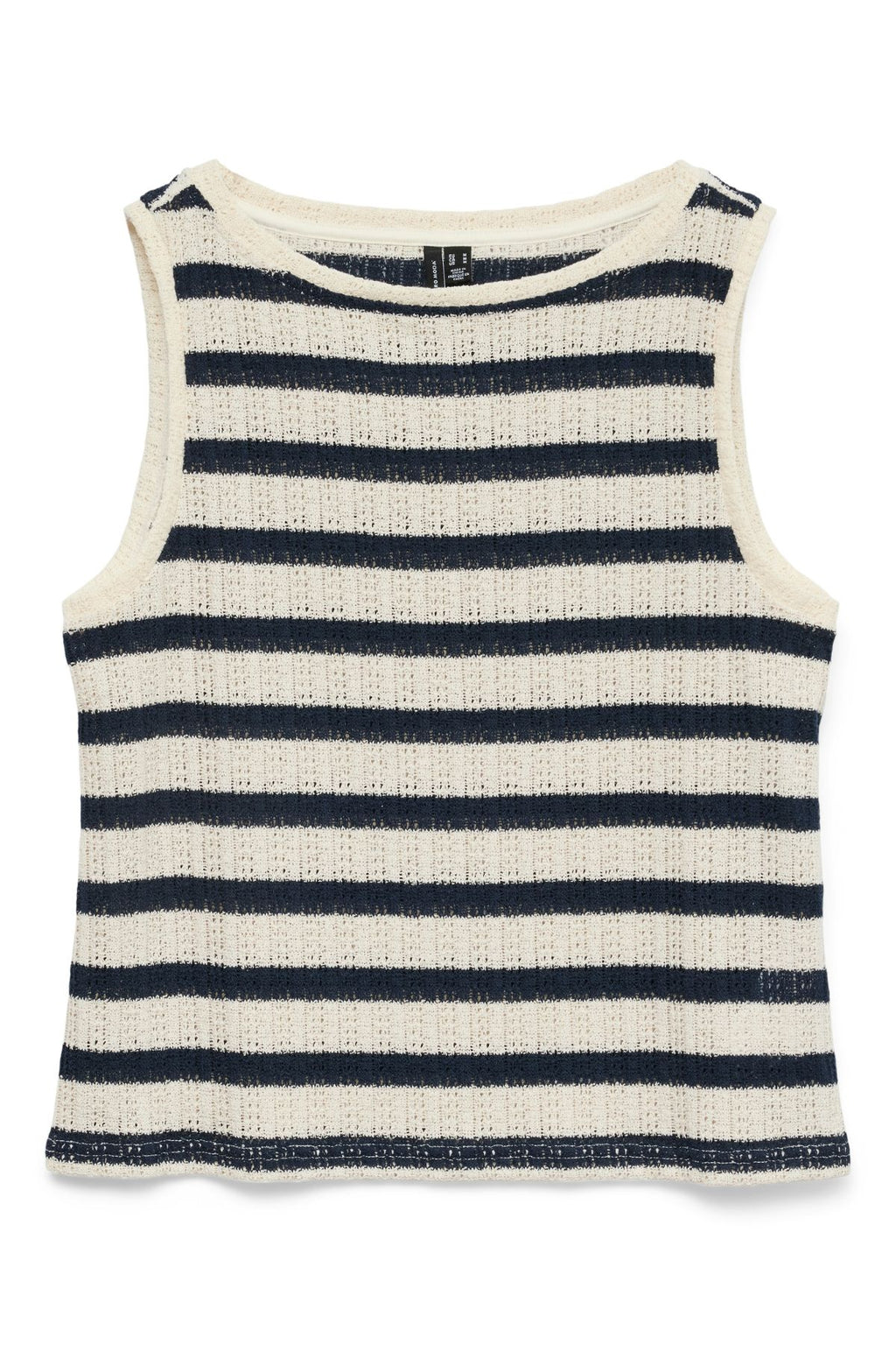 Freja Short Sleeve Top - Birch Stripes - Navy Blazer