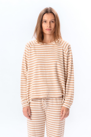 Stripped Long Sleeve Regular Fit - Beige