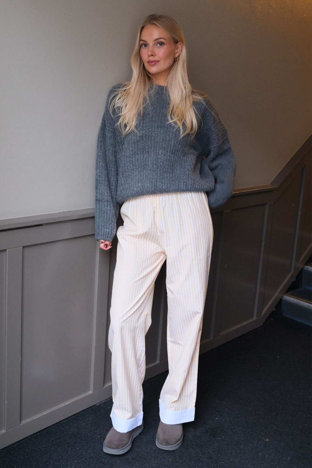 Layla stríocach Pants - Buí