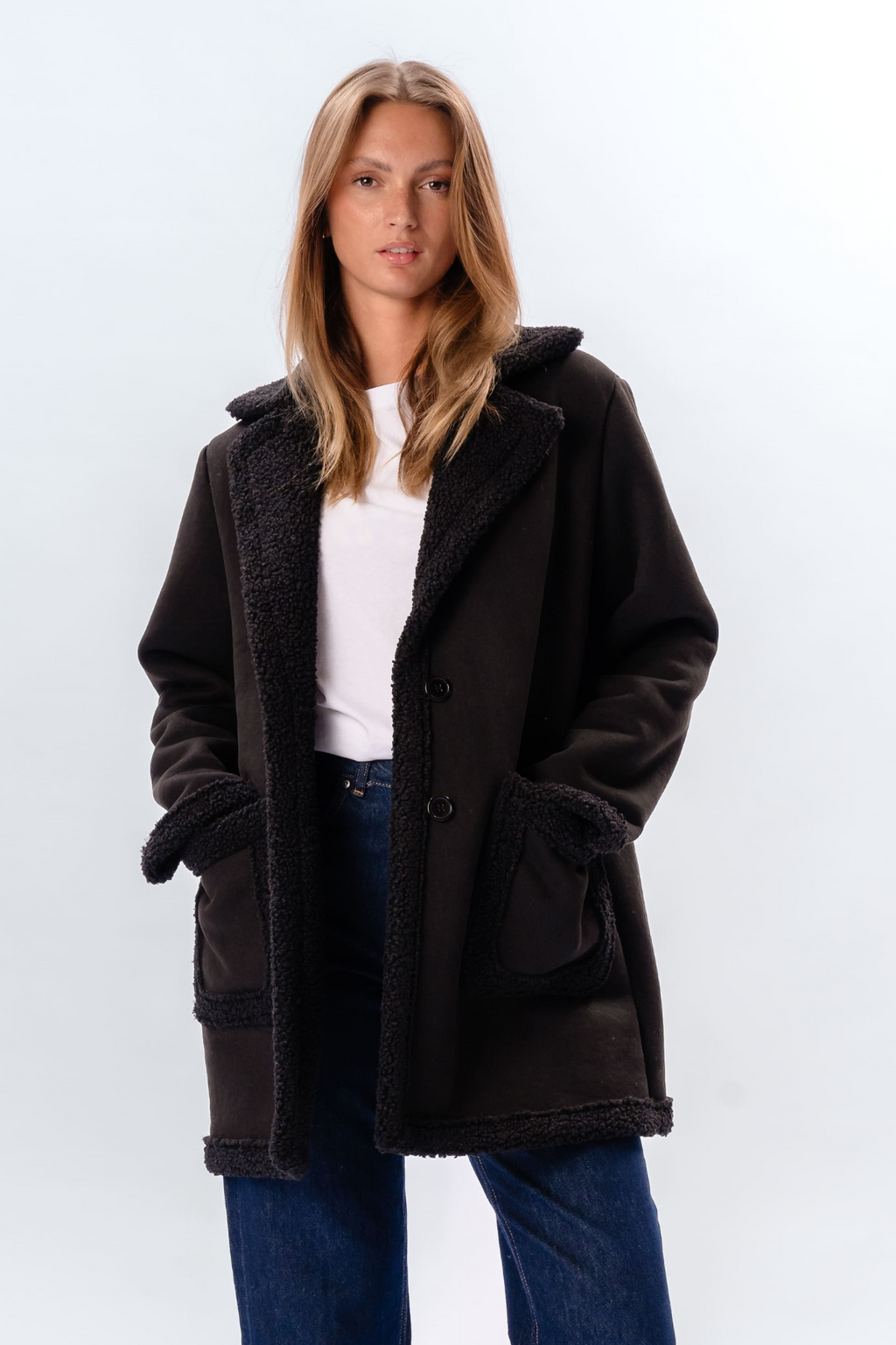 Cóta Shearling - Dubh