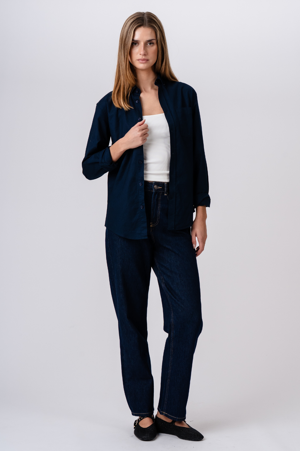 Boyfriend Oxford Shirt - Navy