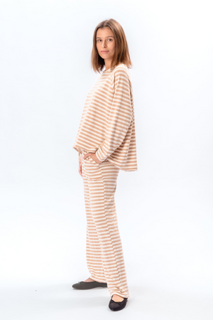 Stripped Long Sleeve Regular Fit - Beige