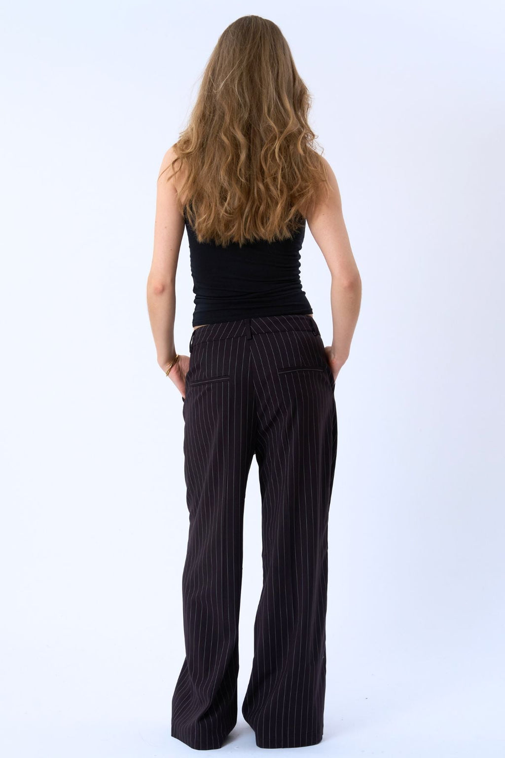 Paloma Pinstripe Pants - Dark Brown
