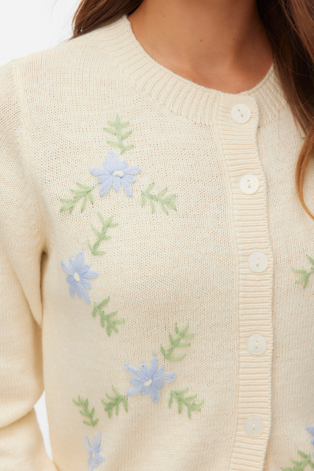 Camille O-Neck Cardigan - Birch