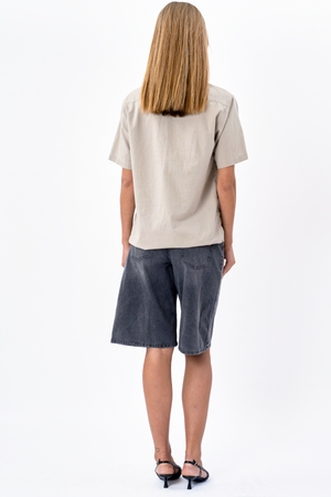 Short Sleeve Linen Shirt - Sand