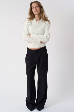 Léine Polo fad-sleeved - Ecru