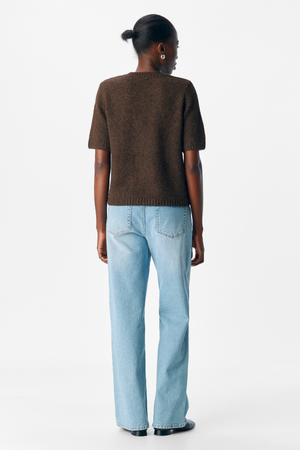 Aggia s/s pleteni pulover - brtva smeđa