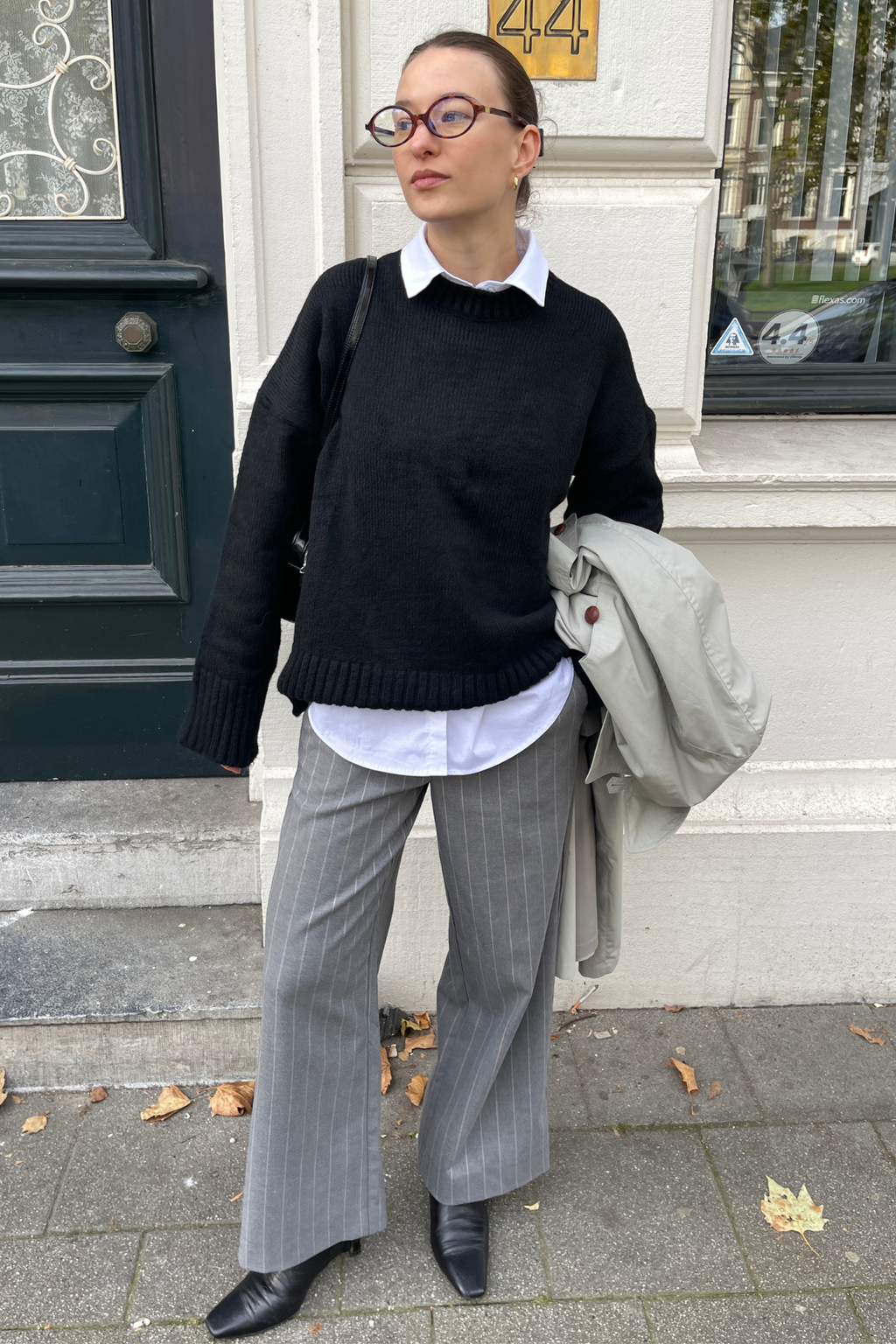 Lisa leathan pant AOP - Melange liath meánach