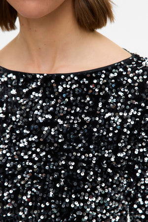 Bella kratka haljina - crno srebro