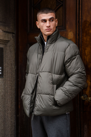 Puffer Jacket - olivová farba